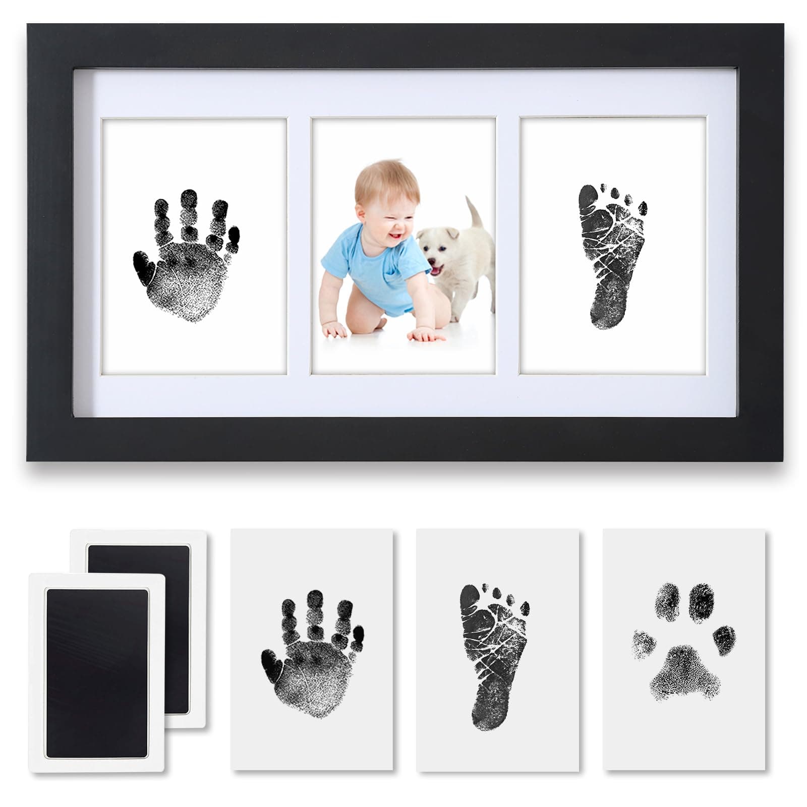 PewinGo Handabdruck Baby Set mit Tintenlosen Stempelkissen und Bilderrahmen