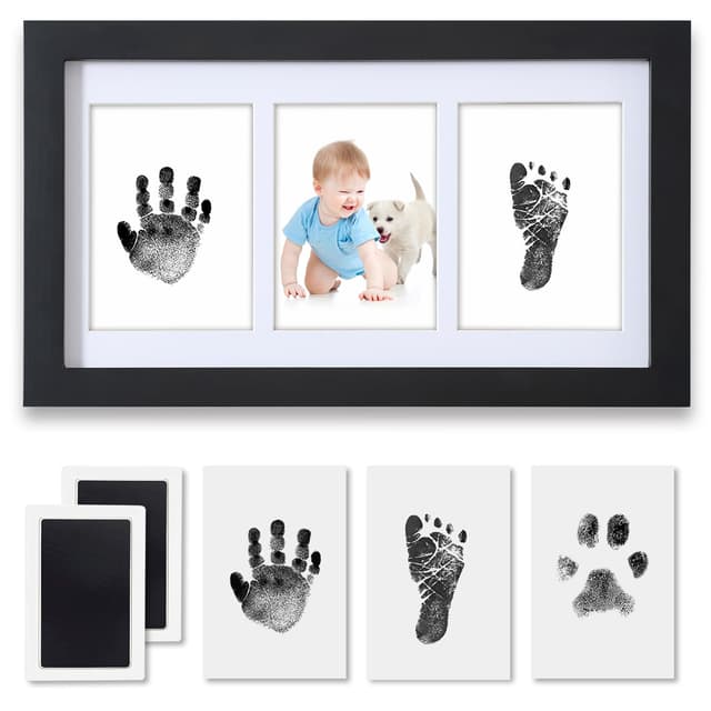 PewinGo Handabdruck Baby Set mit Tintenlosen Stempelkissen und Bilderrahmen