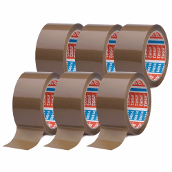tesa tesapack im 6er Pack 📦📦📦 - Geräuscharmes Paketklebeband zum Verpacken von Paketen und Versandschachteln - braun - 6 Rollen je 66 m Angebot bei HelloDeals