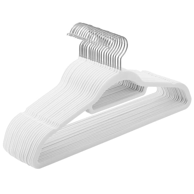SONGMICS Kleiderbügel Samt, 20er Set, rutschfest, platzsparend, 43,5 cm lang, Silber-Weiß CRF020W01 - Deal!