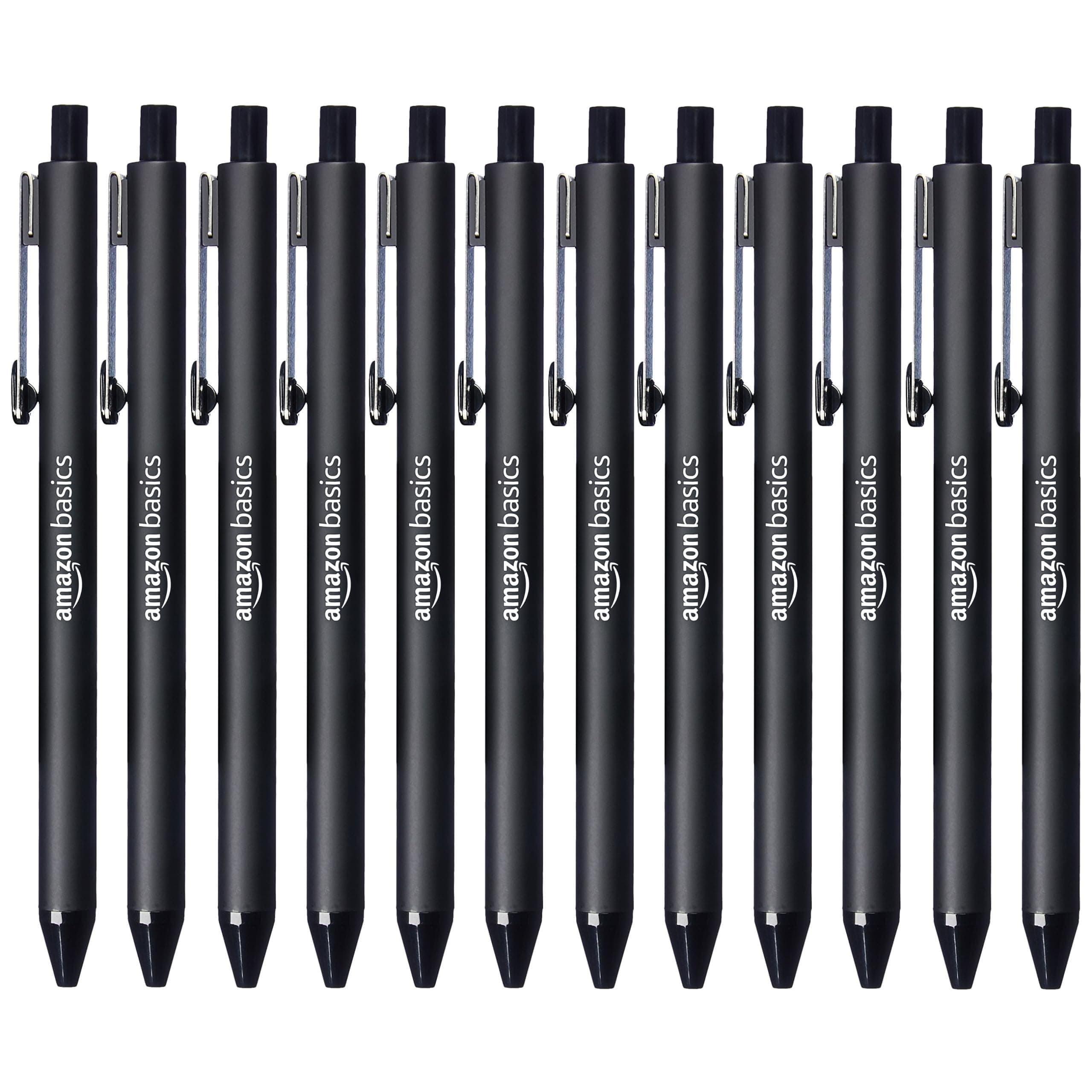 🖊️🌟 Amazon Basics Einziehbarer Kugelschreiber - 12 Stück, Schwarz 🌟🖊️