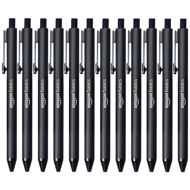 🖊️🌟 Amazon Basics Einziehbarer Kugelschreiber - 12 Stück, Schwarz 🌟🖊️