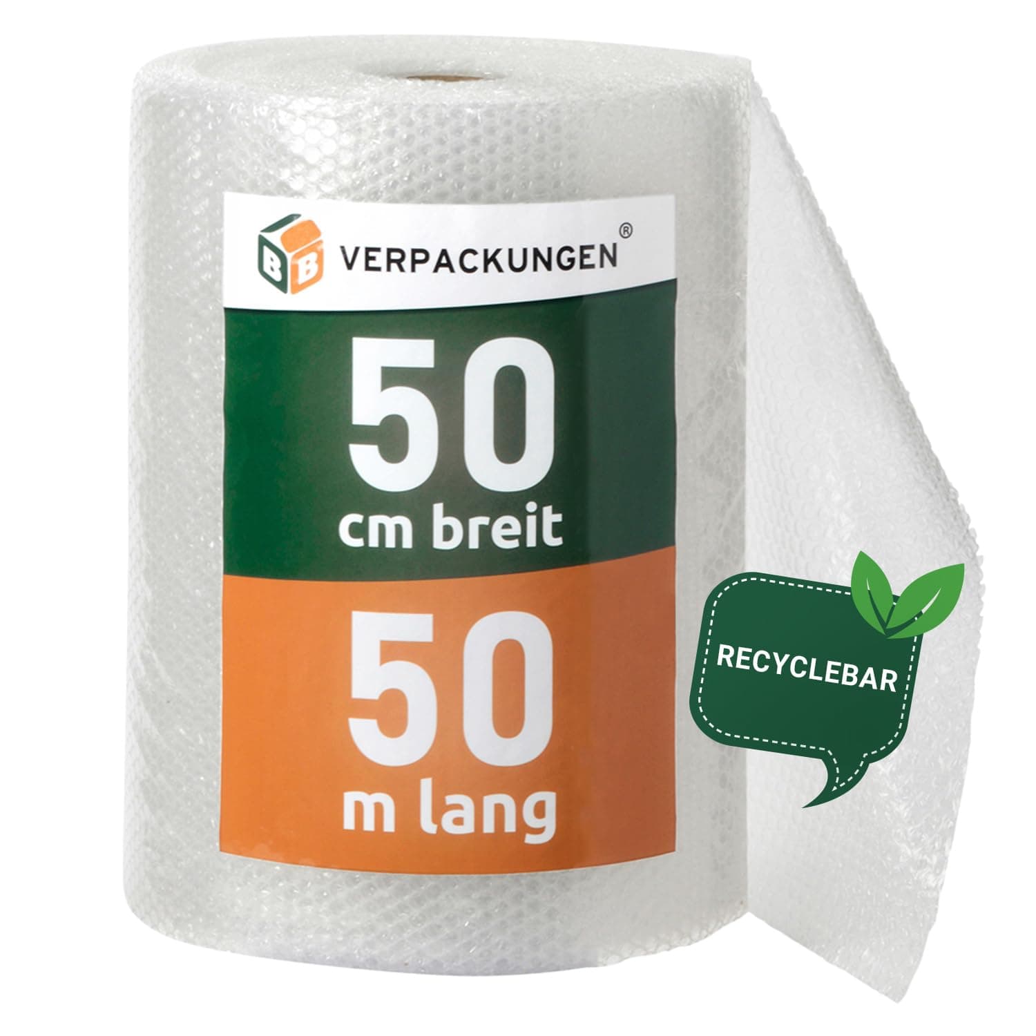 BB-Verpackungen 1x PROFI Luftpolsterfolie 0,5 x 50 m | 60 my stark, extrem robust, sehr leicht, 100% recycelbar