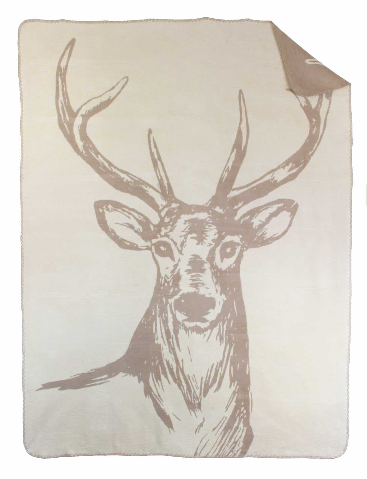 Moon Luxus Kuscheldecke Wolldecke Baumwolldecke Hirsch 150x200 (braun) 🌙🦌