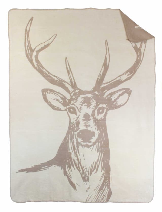 Moon Luxus Kuscheldecke Wolldecke Baumwolldecke Hirsch 150x200 (braun) 🌙🦌