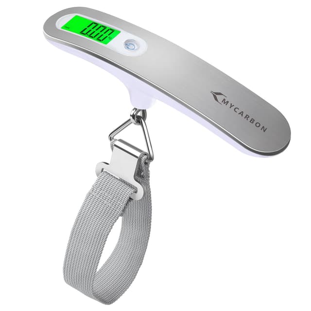🧳🌟 MYCARBON Digitale Kofferwaage Gepäckwaage Analog für Reisekoffer Küche Angeln 50KG / 110 lb Hängewaage Digitalwaage Fischwaage (Silber3) - Angebot