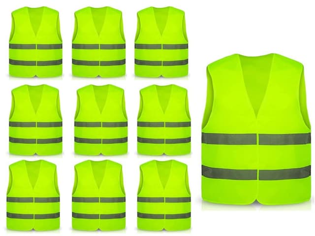 Hitopin Warnweste, 10PCS Sicherheitswesten, Gelb Sicherheitsweste, Auto Reflektorweste