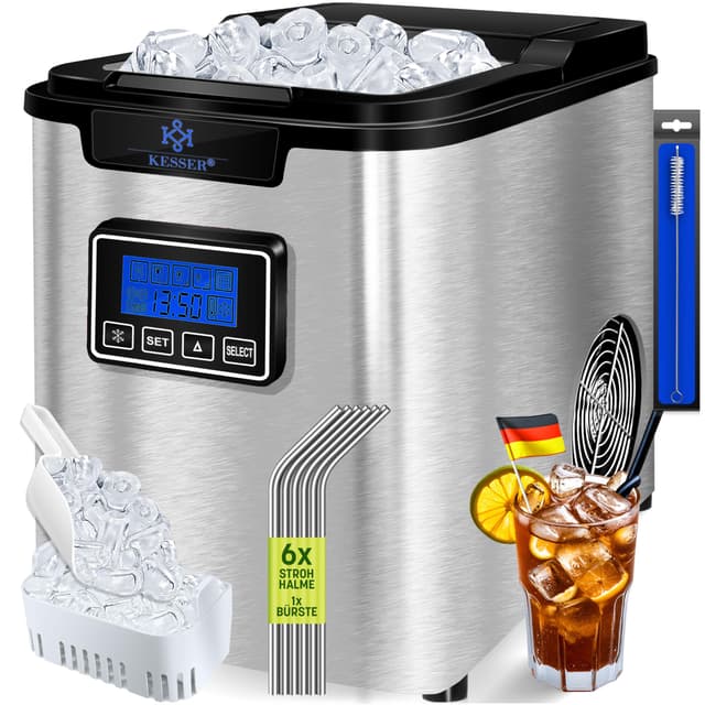 KESSER® Eiswürfelbereiter | Eiswürfelmaschine Edelstahl | 150W Ice Maker | 🧊🕒📺