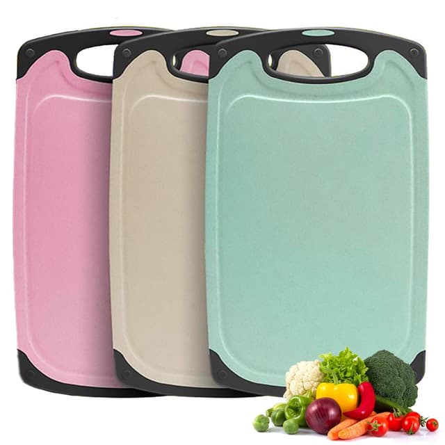Schneidebrett Set 3 Stück Weizenstroh Küche BPA Frei 💝