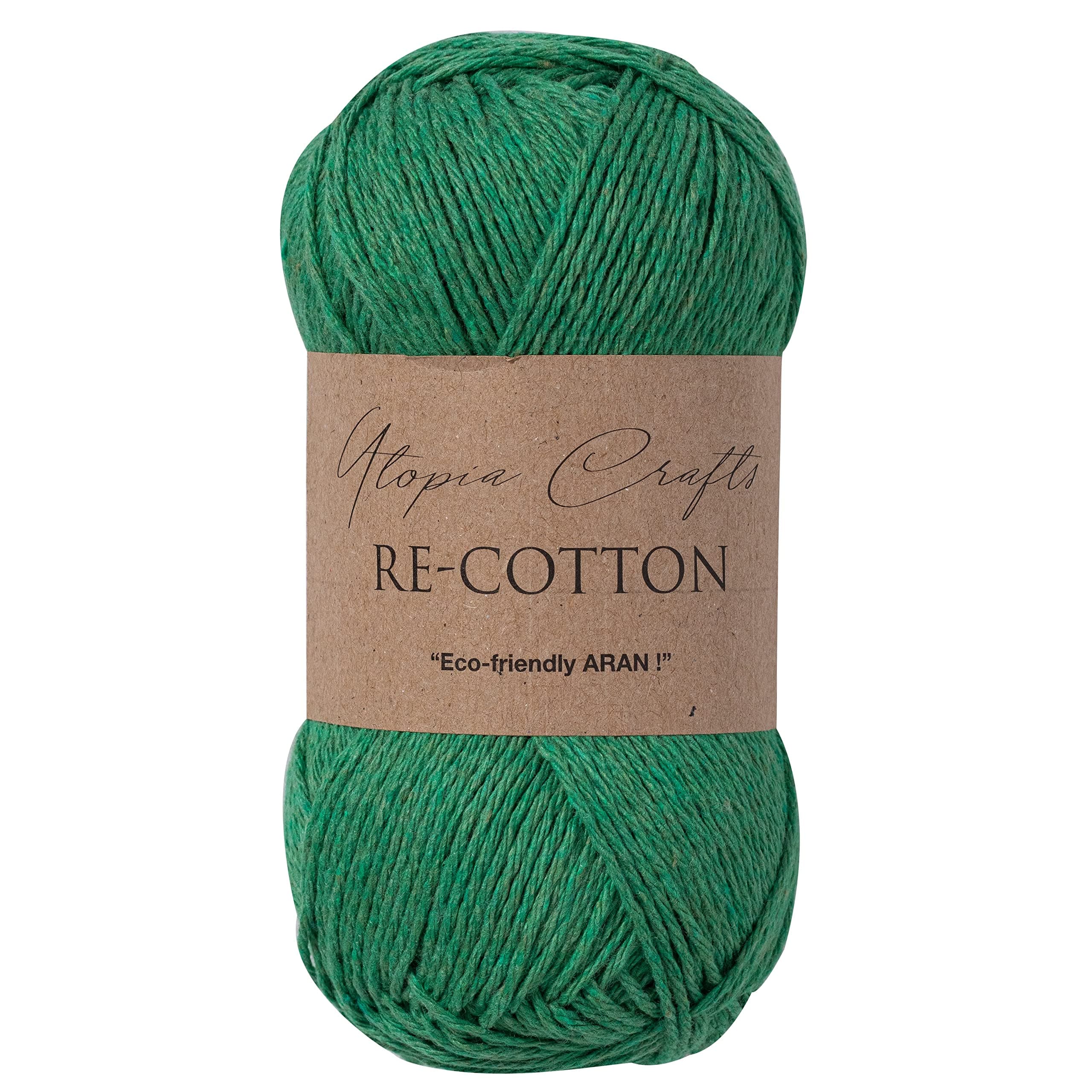 🌿 Utopia Crafts Re-Cotton Strickgarn, 100 g (immergrün), Dunkelgrün (Evergreen) 🧶