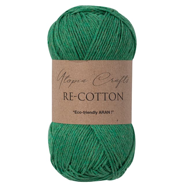 🌿 Utopia Crafts Re-Cotton Strickgarn, 100 g (immergrün), Dunkelgrün (Evergreen) 🧶