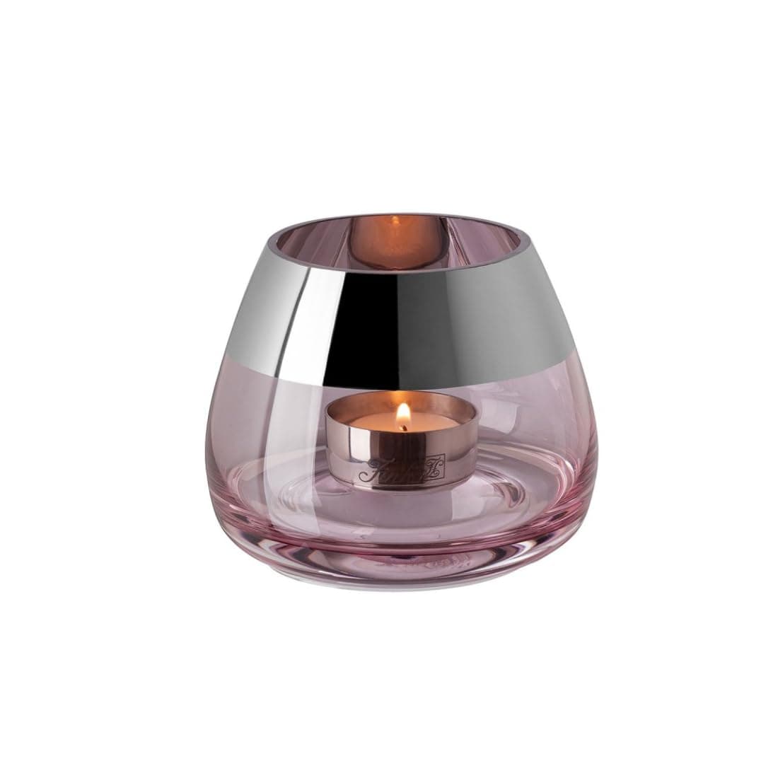 Angebot: Fink Bella Teelichthalter 🔥 Glas Silberfolie Rose