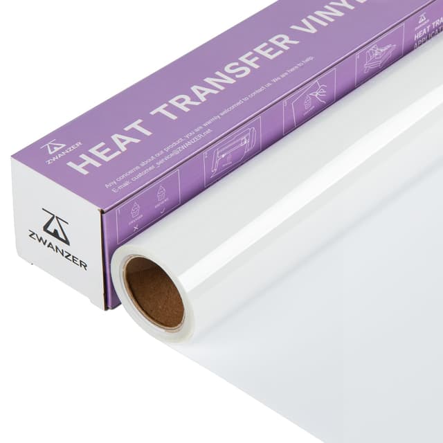 Zwanzer Plotterfolie Textil Weiß, 30.5cm × 3.66m Flexfolie für Cricut und Silhouette Cameo