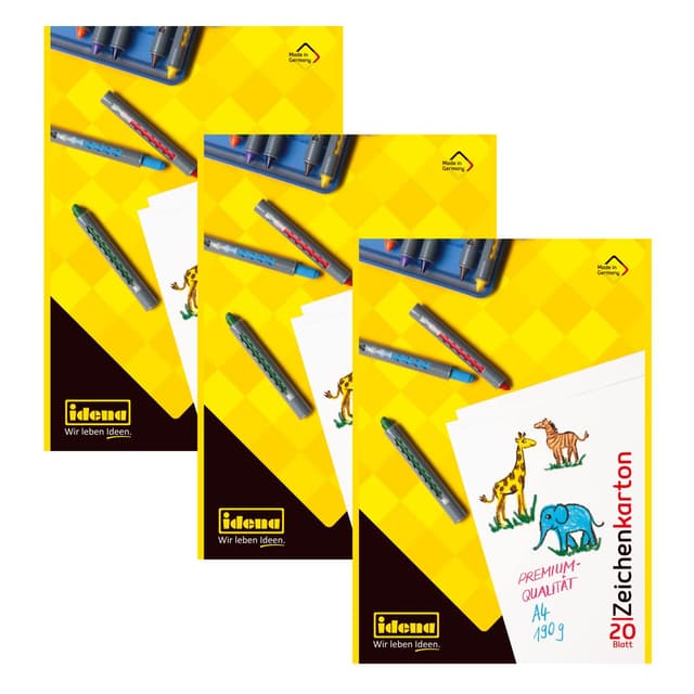 🎨 Tolles Angebot! Idena 10381 - Zeichenkarton, DIN A4, 20 Blatt, 190 g/m², 3 Stück