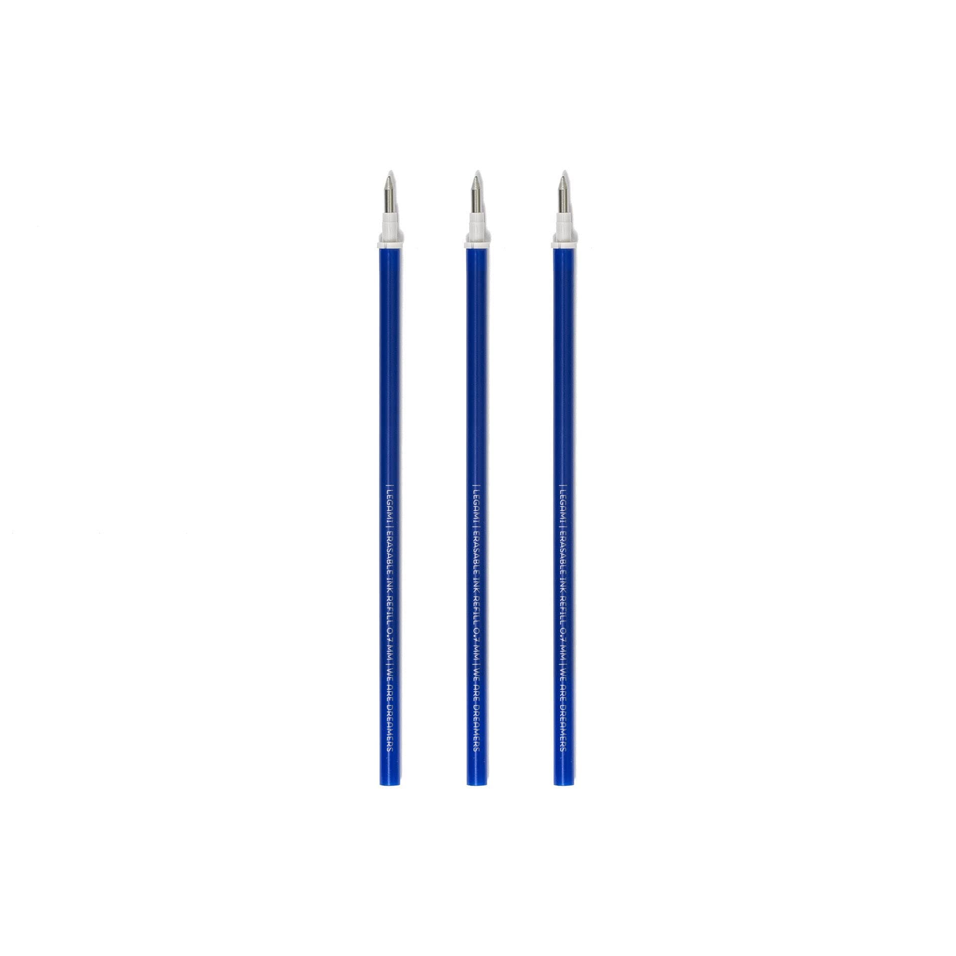Legami - Gelschreibermine radierbar, Set 3 Stück, Höhe 13 cm, Blaue Thermosensible Tinte 0,7 mm