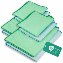 ELEXACLEAN Fenstertuch streifenfrei, Mikrofaser Scheibentuch (8 Stück, 60x40 cm & 40x30 cm) Oeko-TEX® Standard 100 - Glas Putztücher 8er Set, 60x40cm & 40x30cm Grün / Blau 🪟🚗 Angebot bei HelloDeals