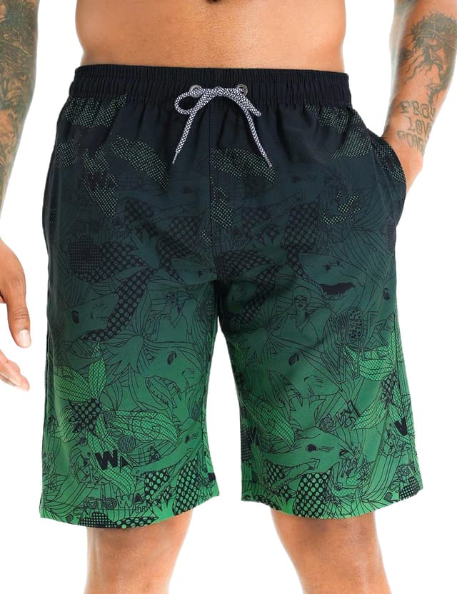 🩳 APTRO Herren Badehose Lang 🏖️ Schnelltrocknend L Grün