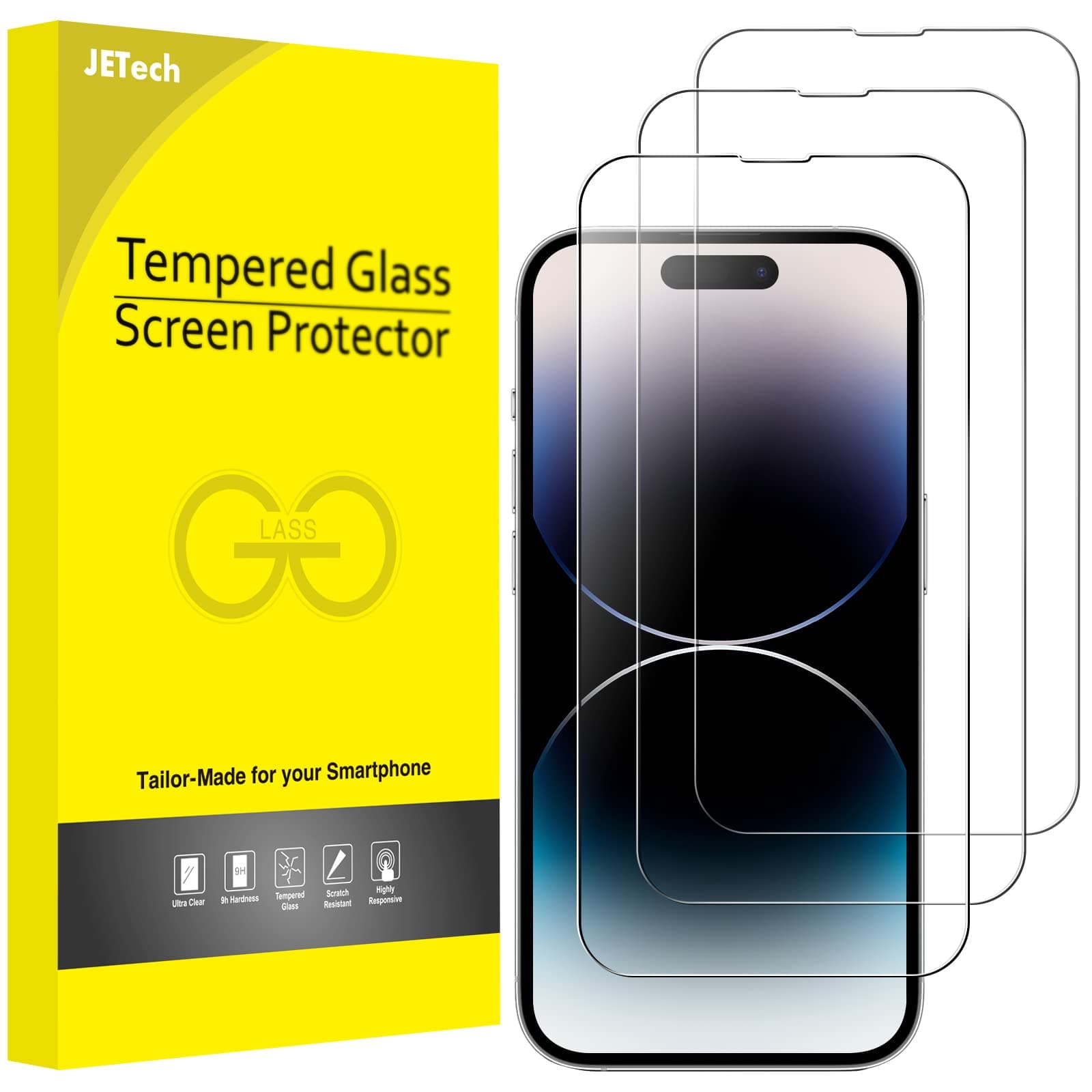 📱🔒 JETech Full Screen Schutzfolie für iPhone 14 Pro Max 6,7 Zoll - 3 Stück 🛡️