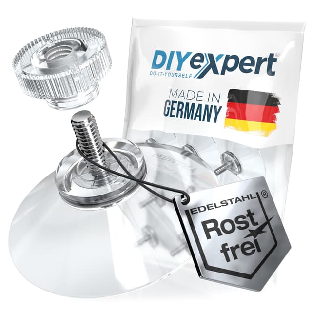DIYexpert Saugnapf mit Gewinde aus Edelstahl | Made in Germany 🛠️🇩🇪 | [Ø 30 mm] [4 Stück] | Hochwertige Saugnäpfe für Camping und Auto