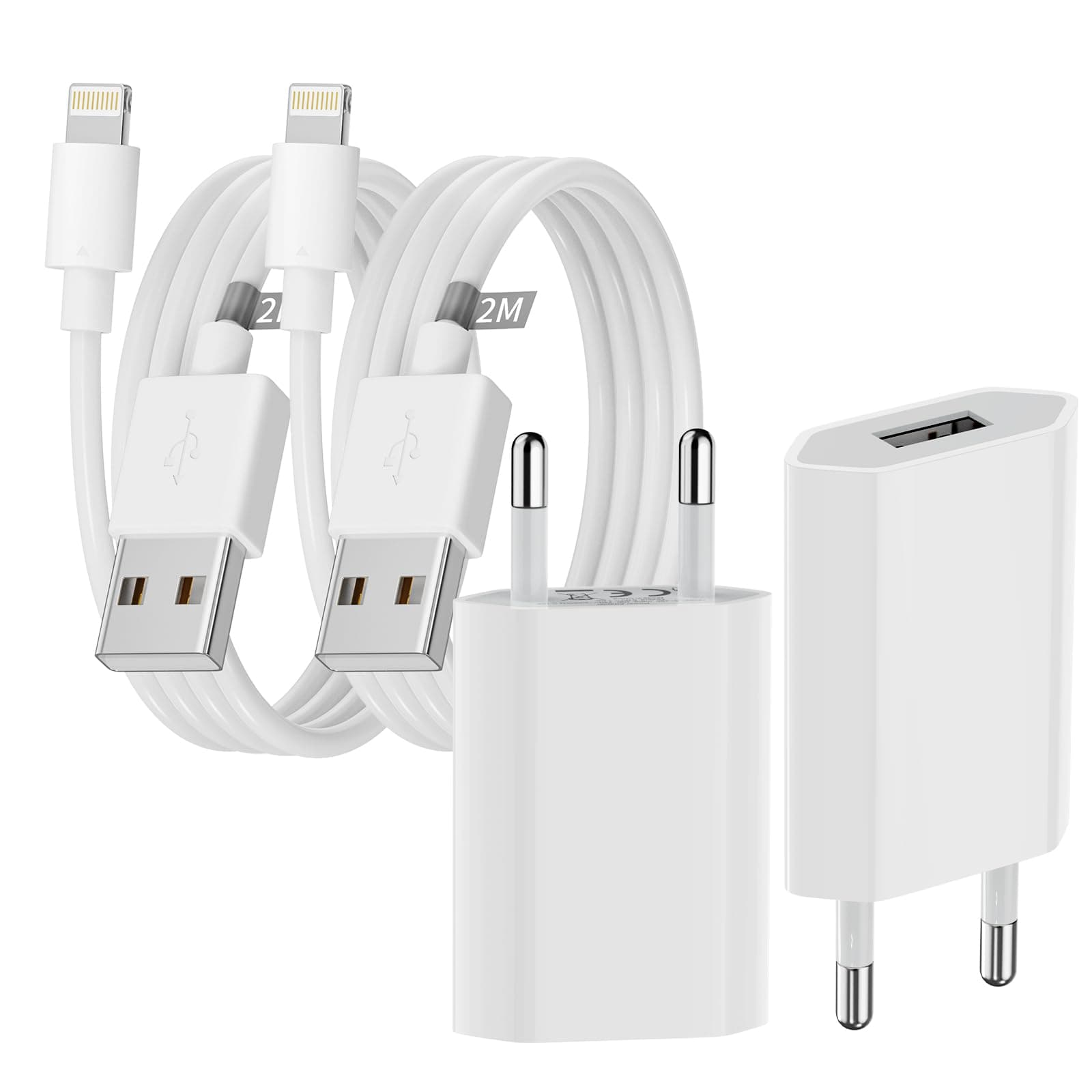 🔌 [MFi Certified] USB Ladegerät & 2er Pack iPhone Ladekabel 📱