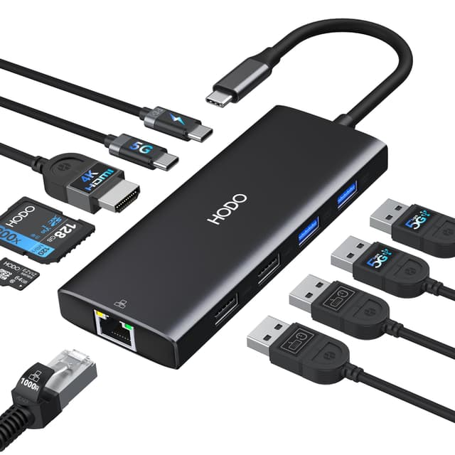 🔌🖥️ USB C Hub Ethernet für MacBook Air, Adapter Mac Book Zubehör 10 in 1 mit 4K 60Hz HDMI, Ethernet, 100W PD, SD TF Kartensteckplatz, 4USB und USB-C Datenport, Type C Dongle für iPad, Surface HDMI 4K 60Hz+Lan -10Port