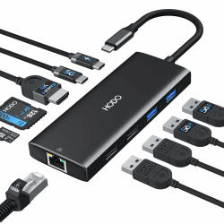 🔌🖥️ USB C Hub Ethernet für MacBook Air, Adapter Mac Book Zubehör 10 in 1 mit 4K 60Hz HDMI, Ethernet, 100W PD, SD TF Kartensteckplatz, 4USB und USB-C Datenport, Type C Dongle für iPad, Surface HDMI 4K 60Hz+Lan -10Port Angebot bei HelloDeals