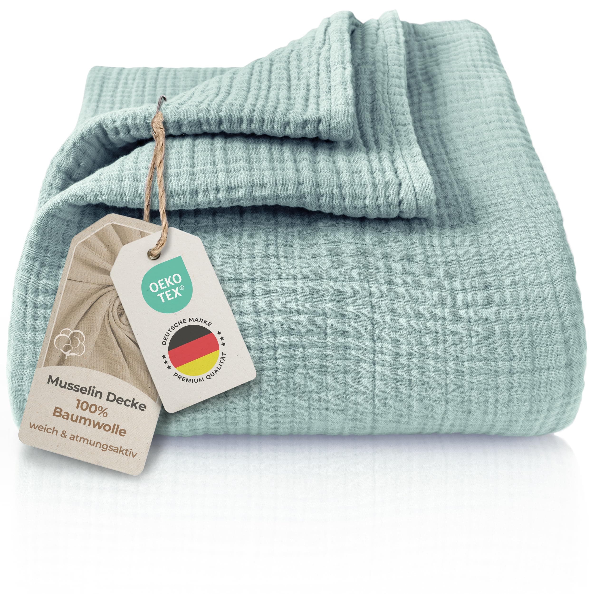 🌟 LAYNENBURG Premium Musselin Tagesdecke 150x200 cm - 100% Baumwolle - extraweiche, leichte Sommerdecke 🌞