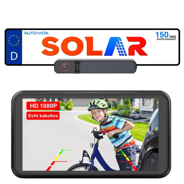 🚗 AUTO-VOX Solar Rückfahrkamera Kabellos mit 5" 1080P Monitor 🌞🔋