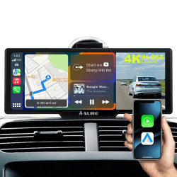 10,26 Zoll CarPlay Bildschirm mit Drahtlosem Carplay Android Auto 4K Dashcam Vorne 1080P Rückfahrkamera 🚗