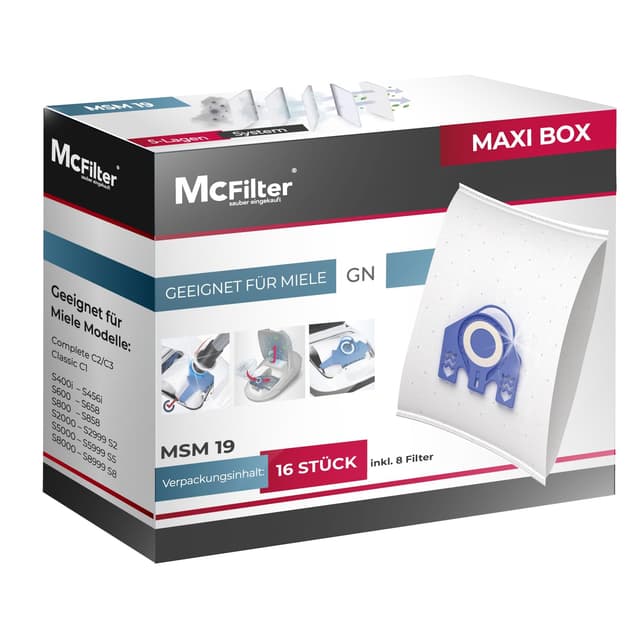 🔥 McFilter I 16 Staubsaugerbeutel kompatibel mit Miele Staubsauger GN Serie S2 S4 S5 S6 S8