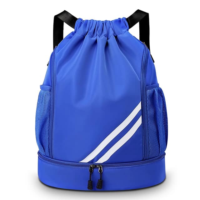 KIKIGOAL Dry Wet Separated Swimming Bag Portable Drawstring Backpack Waterproof Gym Sports Pool Beach Gear Bag Deepblue 🏊‍♂️🎒