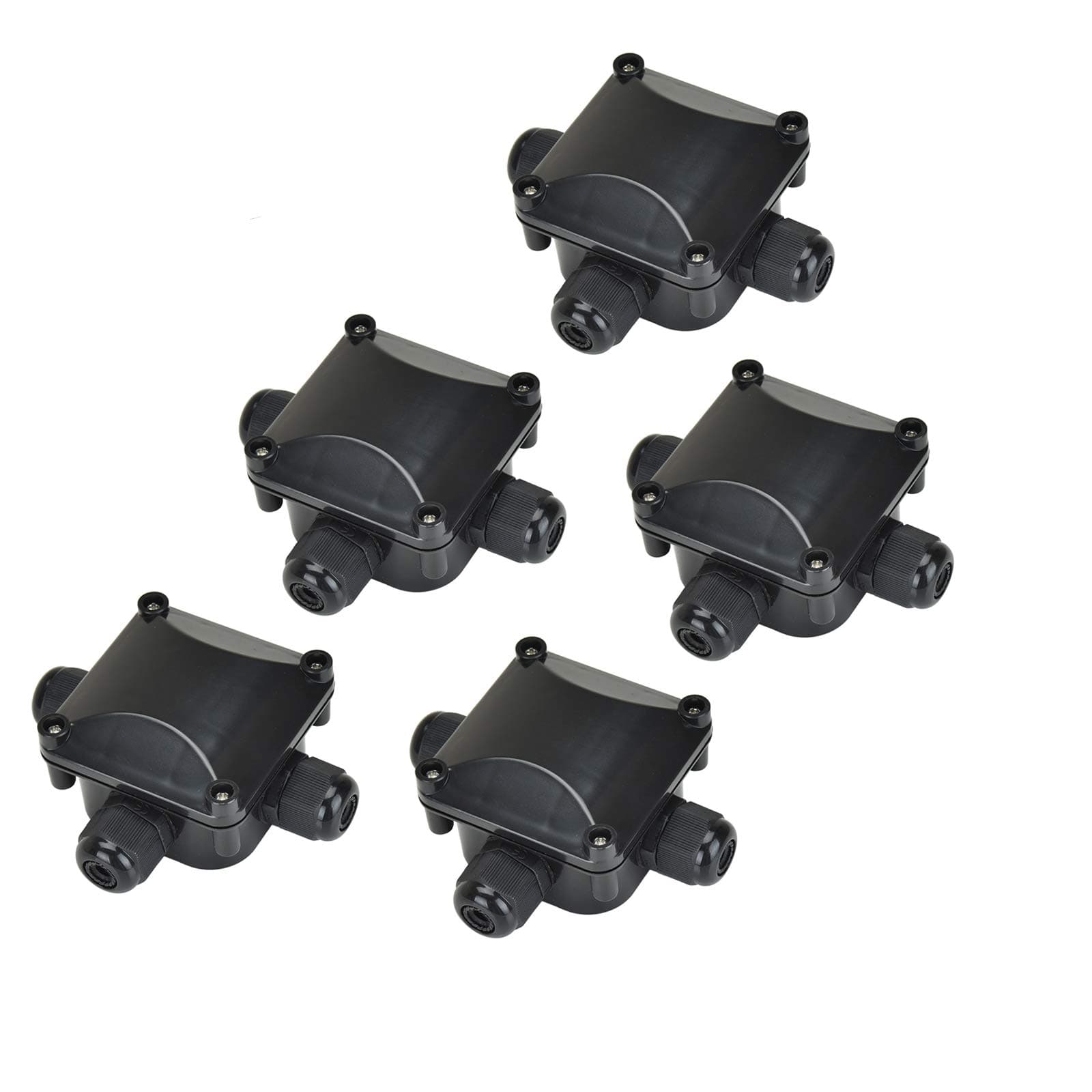 🌊🔌 Pretop Wasserdichte Abzweigdose [5er-Pack] Kabelmuffe, Wasserdichte Verbindungsdose, Verteilerdose, Dosenmuffe Erdkabel IP68 230V [Schwarz] 🌟