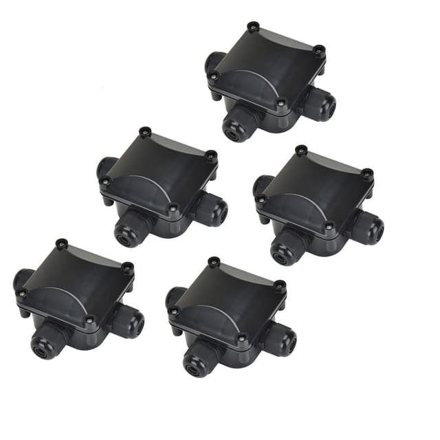 🌊🔌 Pretop Wasserdichte Abzweigdose [5er-Pack] Kabelmuffe, Wasserdichte Verbindungsdose, Verteilerdose, Dosenmuffe Erdkabel IP68 230V [Schwarz] 🌟