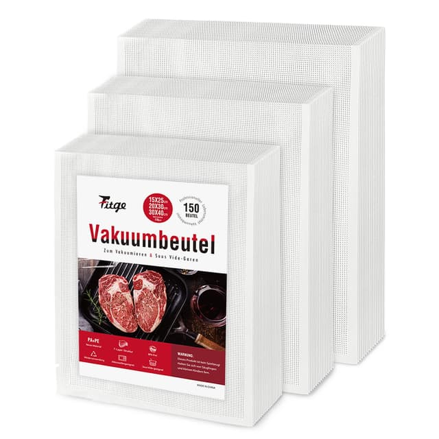 Fitge Vakuumierbeutel 170µm 15x25cm+20x30cm +30x40cm 150 Beutel 🌿🍗