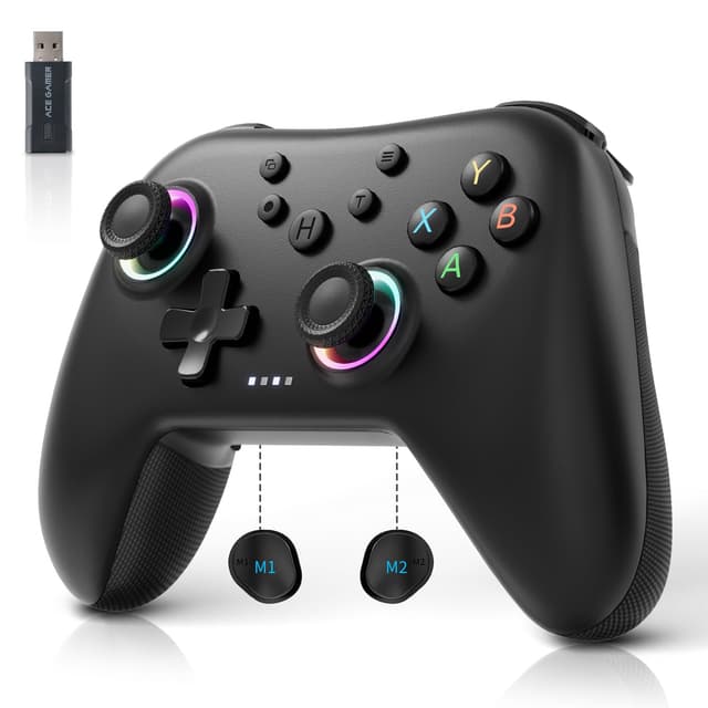 AceGamer Aurora 2.4G Wireless Bluetooth Controller für Windows PC/Switch/Stem/iOS/Android (Schwarz) 🎮