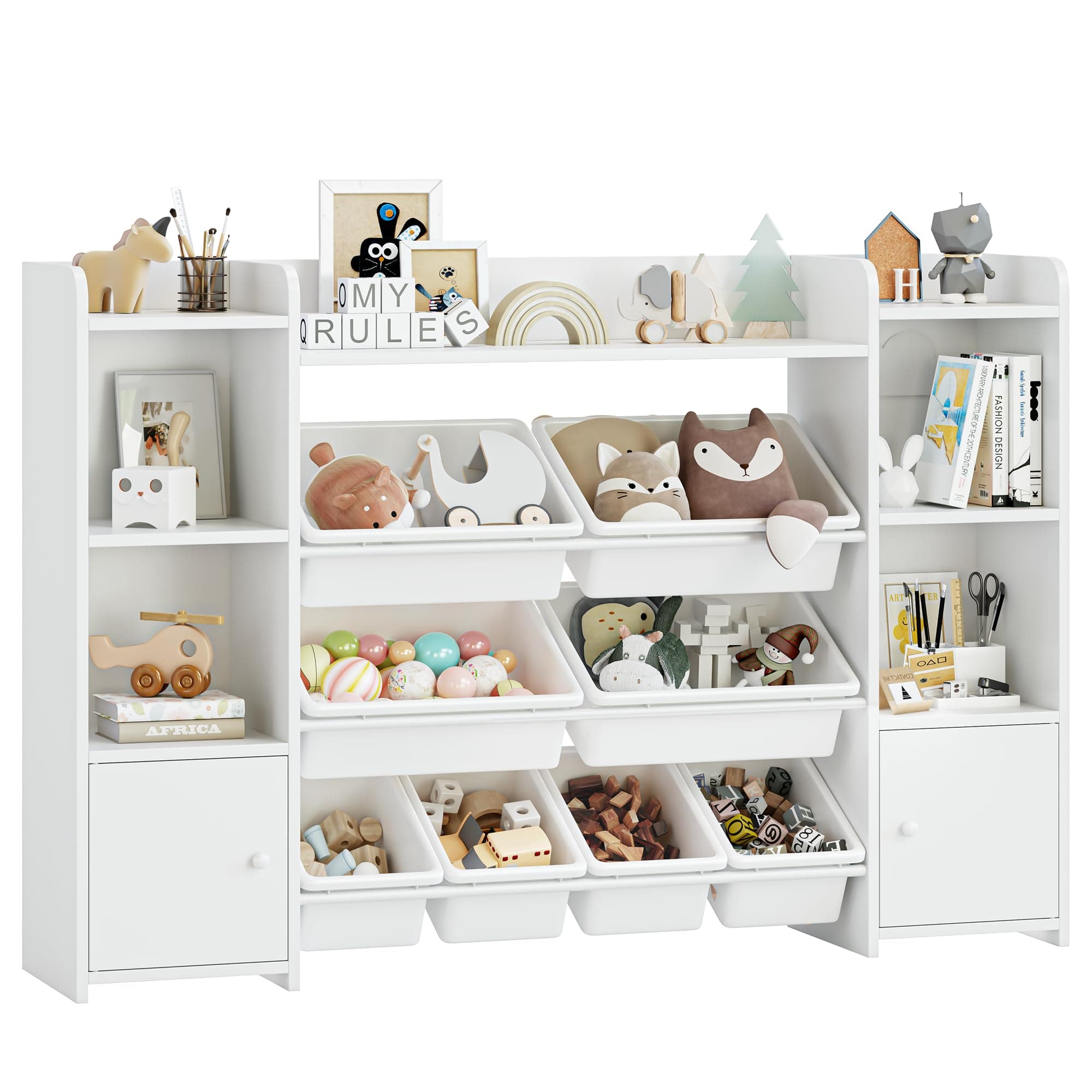 🌟 Angebot: FOREHILL Kinderregal mit 8 Boxen Kinderschrank Holz Bücherregal für Kinder 📚