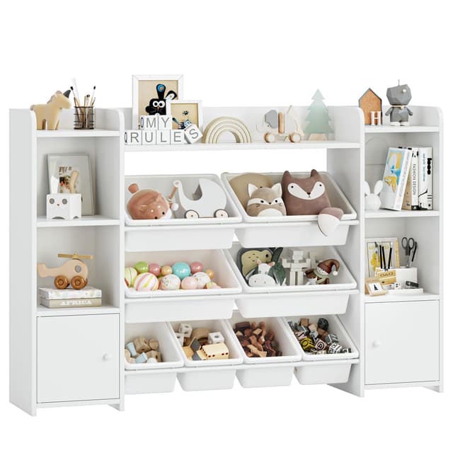 🌟 Angebot: FOREHILL Kinderregal mit 8 Boxen Kinderschrank Holz Bücherregal für Kinder 📚