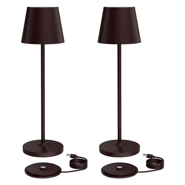 K-Bright Dimmbare LED Akku Tischleuchte | Wiederaufladbar | 3000K Warmweiß | Designer Tischleuchte | Bronze(2 Stück)