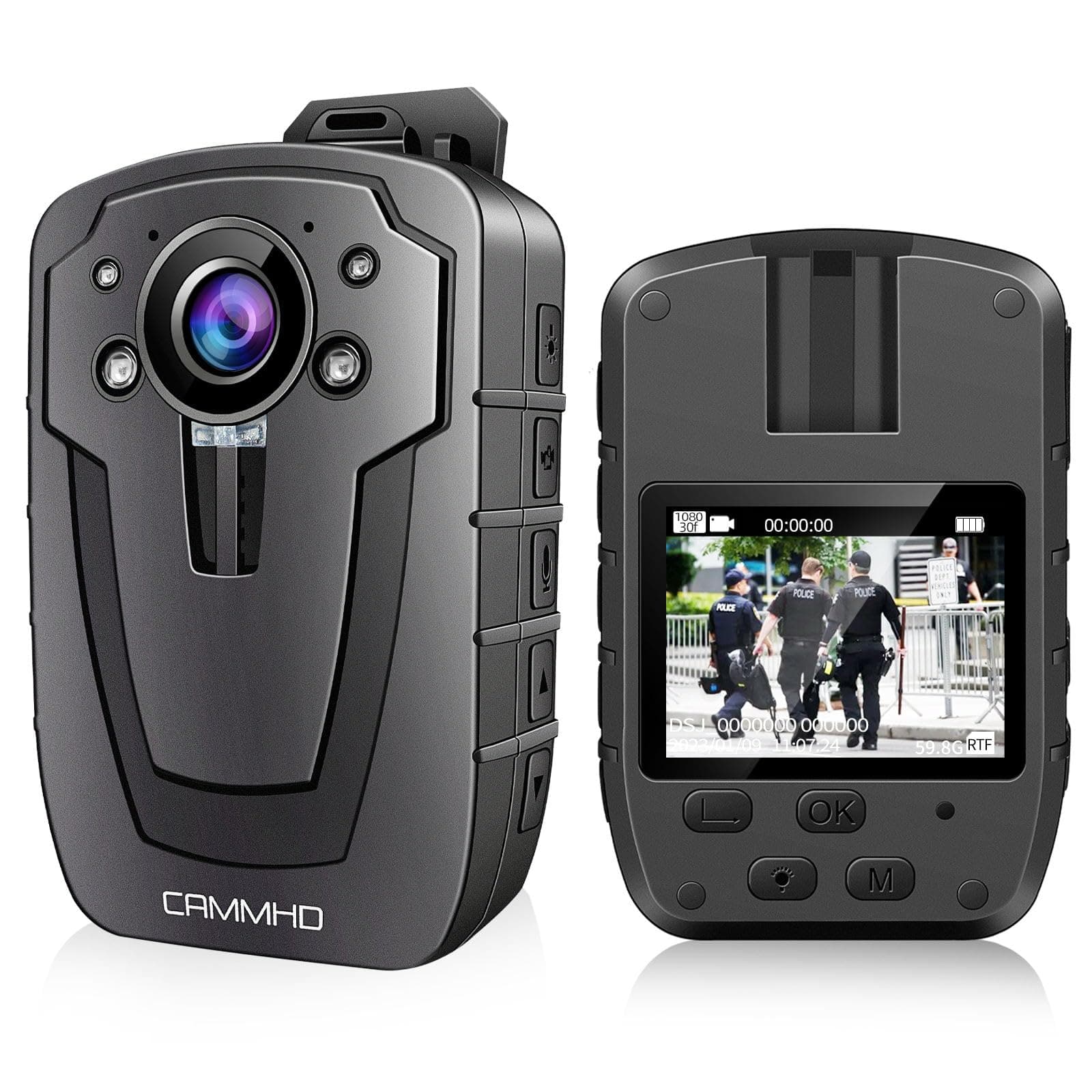 CAMMHD C8-32GB 1296P Body Cam 4000mAh Akku 16 Stunden Tragbare Audio und Video Bodycam 170° Weitwinkel 📹👮‍♂️