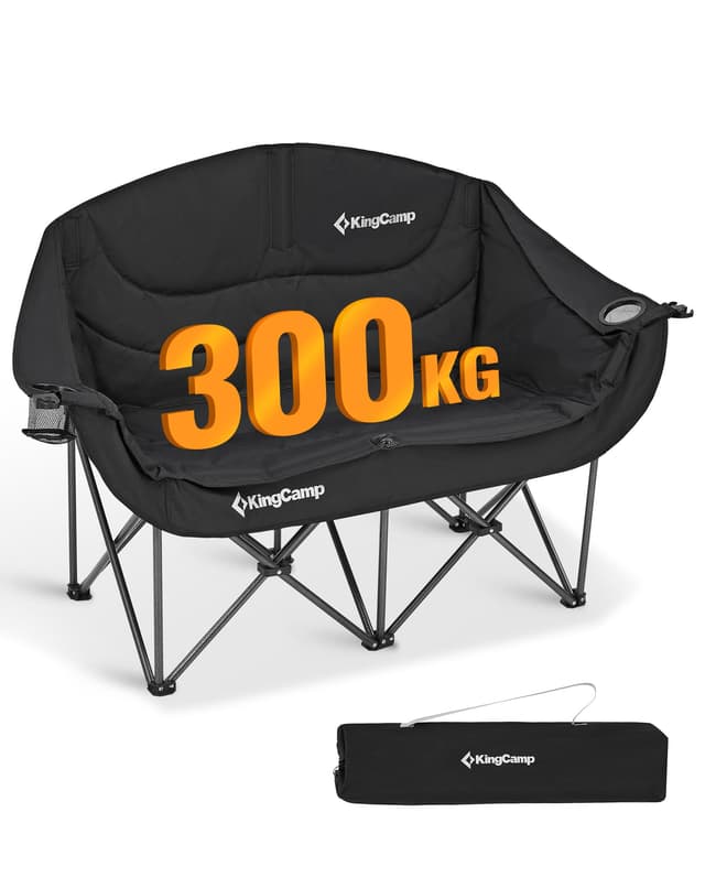 🏕️ KingCamp Campingstuhl für 2 Personen - Schwarz