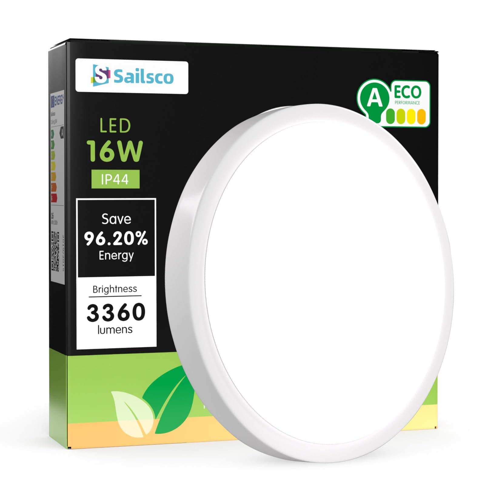 Sailsco Deckenlampe LED Deckenleuchte Rund Klein Ø27cm-16W 3000K 3360LM IP44 Wasserfest Modern LED Badezimmer Lampe