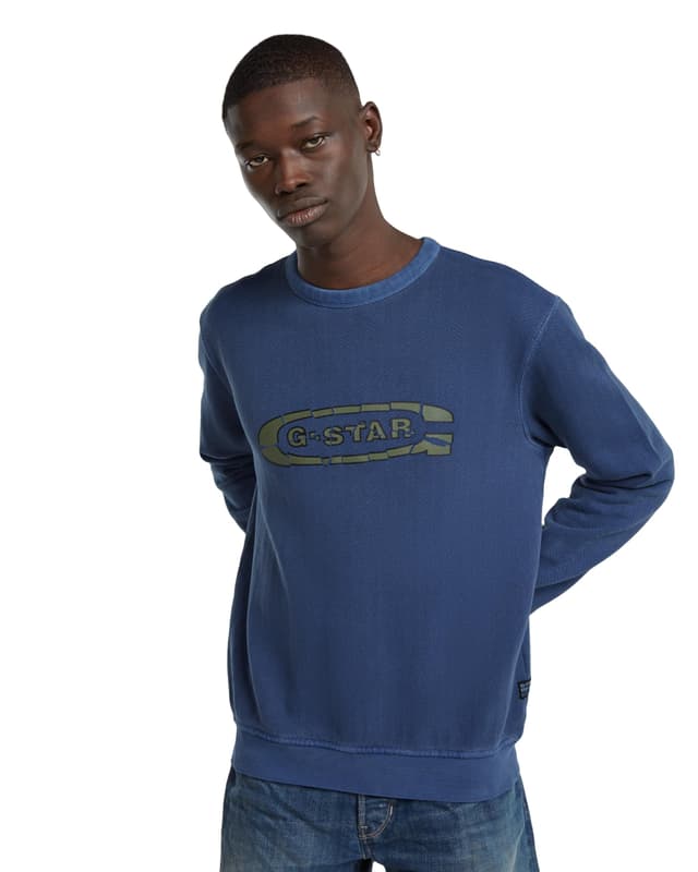 🔥 Reduziert: G-STAR Herren Destroyed G Logo Washed Sweater L Blau! 💥