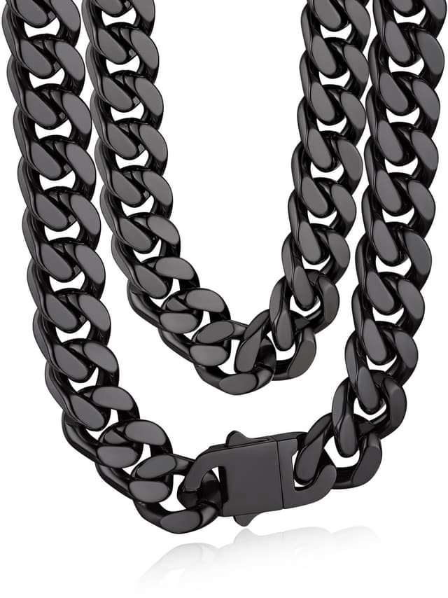 Bandmax Panzerkette Herren Damen Edelstahl Kette 12MM breit Halskette Kubanische Kette 🌟 Gold/Schwarz 🖤 Jungs Modeschmuck Accessoire