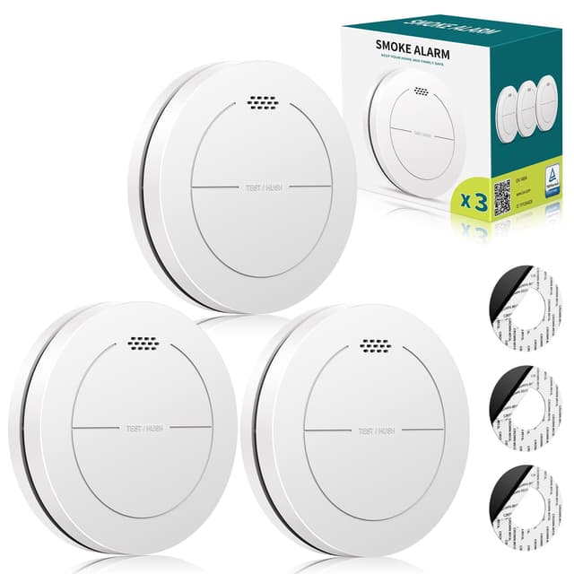 🔥🏡 Safeliveo Rauchmelder ohne Blinkende LED - 3 Stück - 10 Jahre Batterie - Mute Funktion