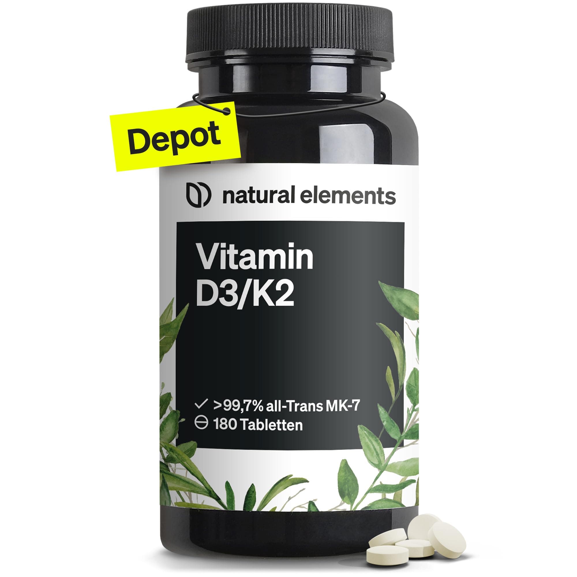 Vitamin D3 + K2 Depot – 180 Tabletten - Premium-Qualität