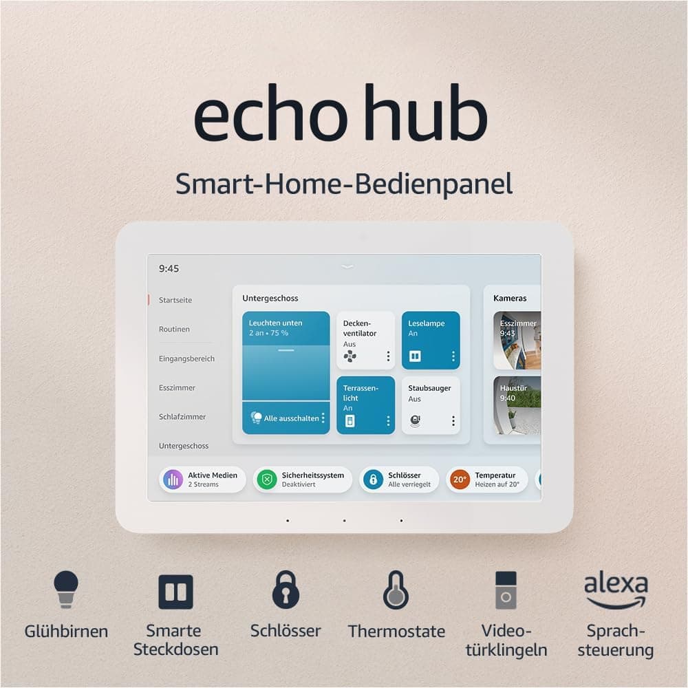 🏡🔊 Zertifiziert und generalüberholt Echo Hub | Smart-Home-Bedienpanel (8 Zoll) mit Alexa
