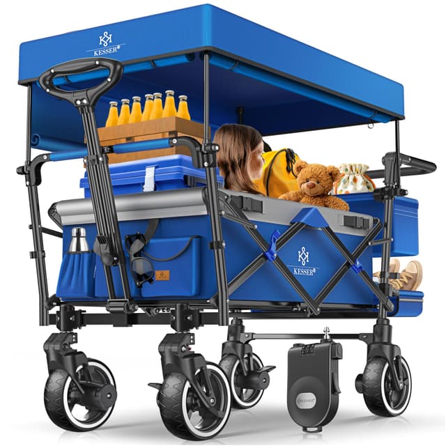 🌟 KESSER® Bollerwagen Faltbar GTS-9100 mit Dach Handwagen Transportwagen 🌈