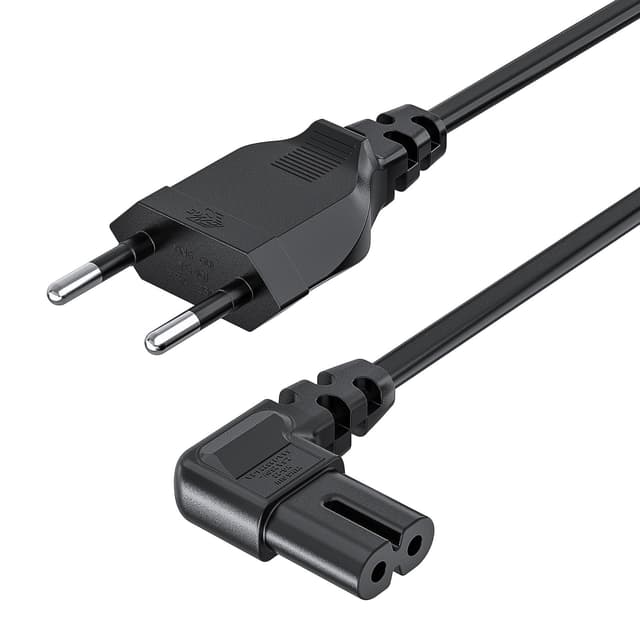 🔌 GlasF 3m Euro Netzkabel 2 Polig Stromkabel 90° Winkelstecker Schwarz