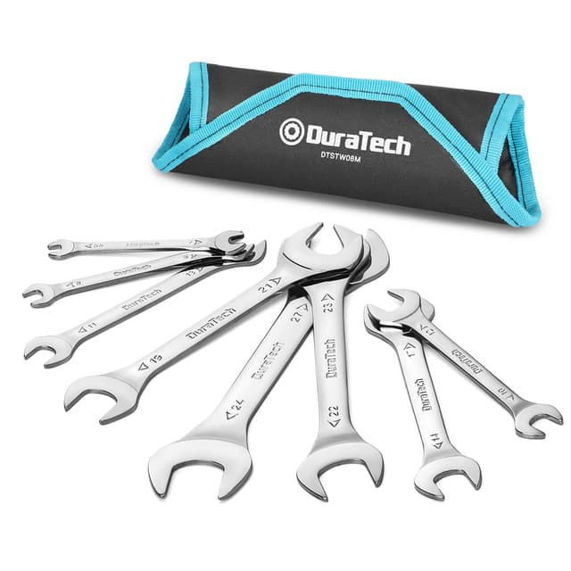 🔧🔩 DURATECH Doppelmaulschlüssel Satz Extra Flach - 8-teilig, Metrisch, SW 5,5 mm - 27 mm 🧰