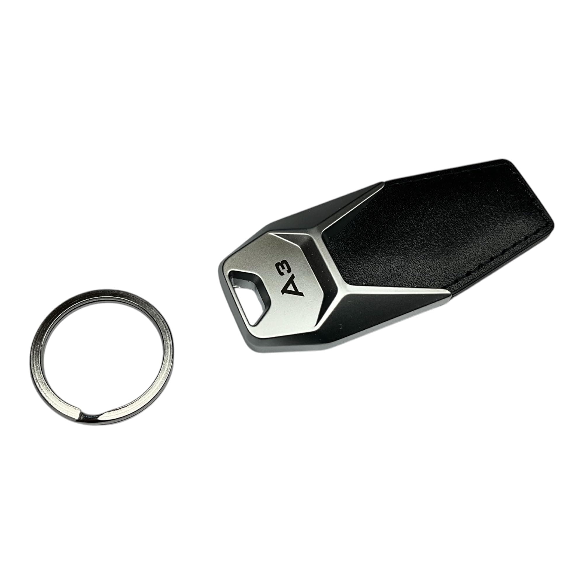 🚗 Audi A3 Lederschlüsselanhänger Schwarz/Silber - Sonderangebot!